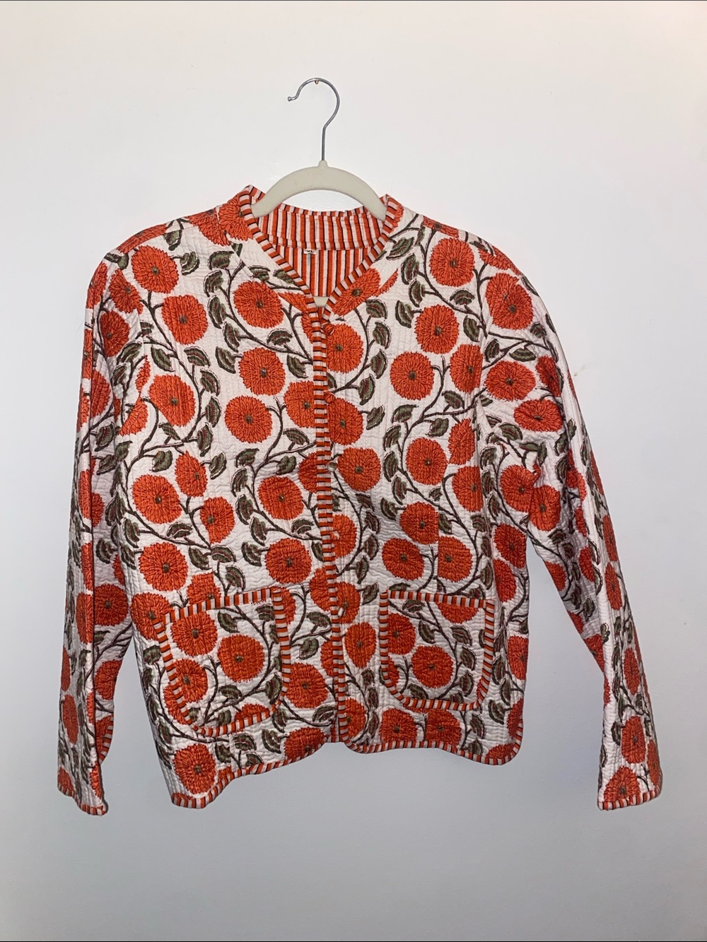 Quilted Poppy Block Print Women's Jacket